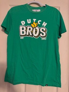 Dutch Bros Green Logo Tee with Yellow Accent